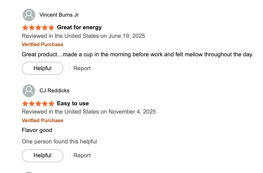 Additional verified 5-star Amazon customer reviews for Tea For Guys